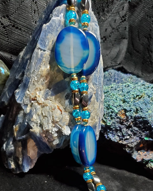 Blue Agate with Hematite