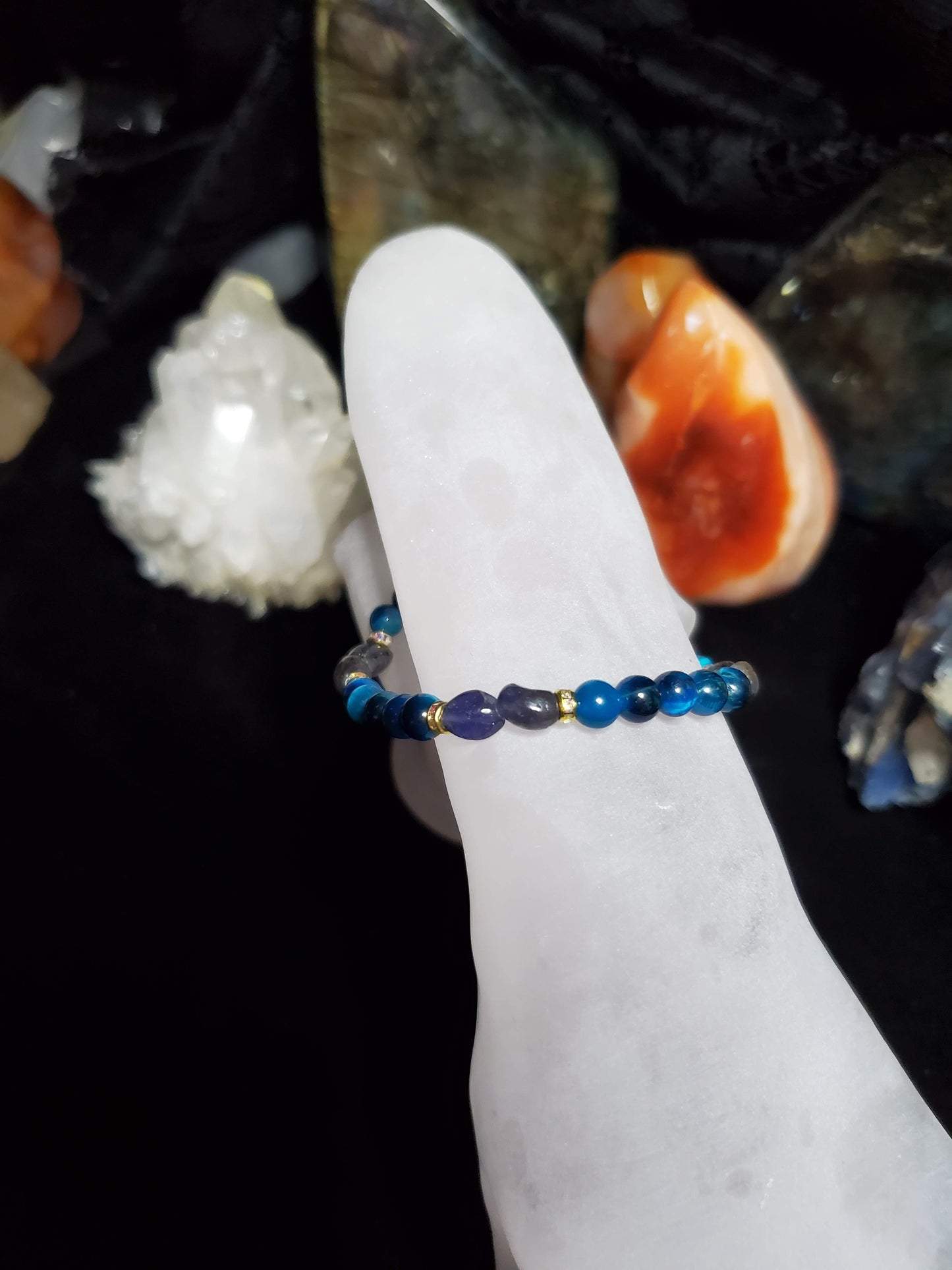 Blue Tigers Eye with Iolite Crystal Bracelet