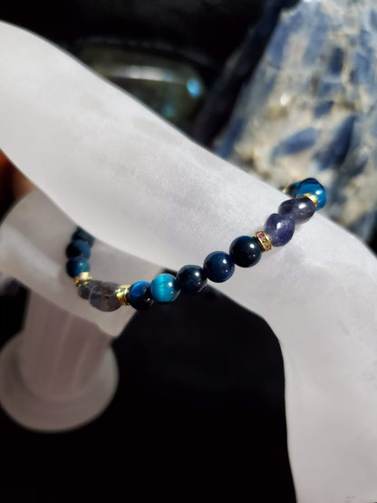 Blue tigers eye and iolite