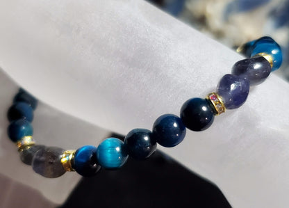 Blue tigers eye and iolite