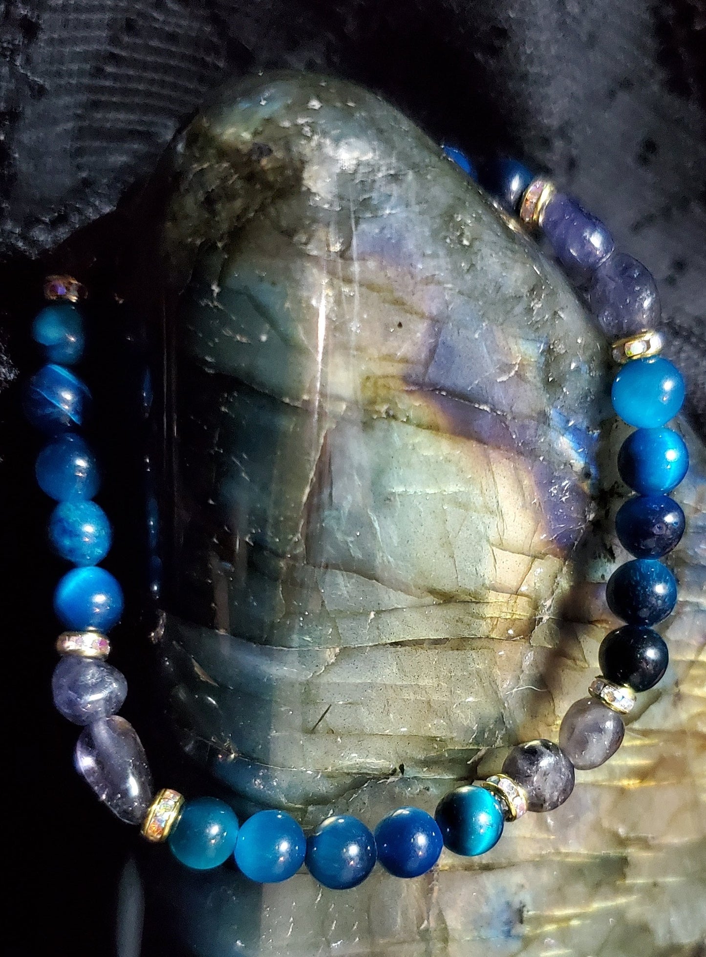 Blue tigers eye and iolite