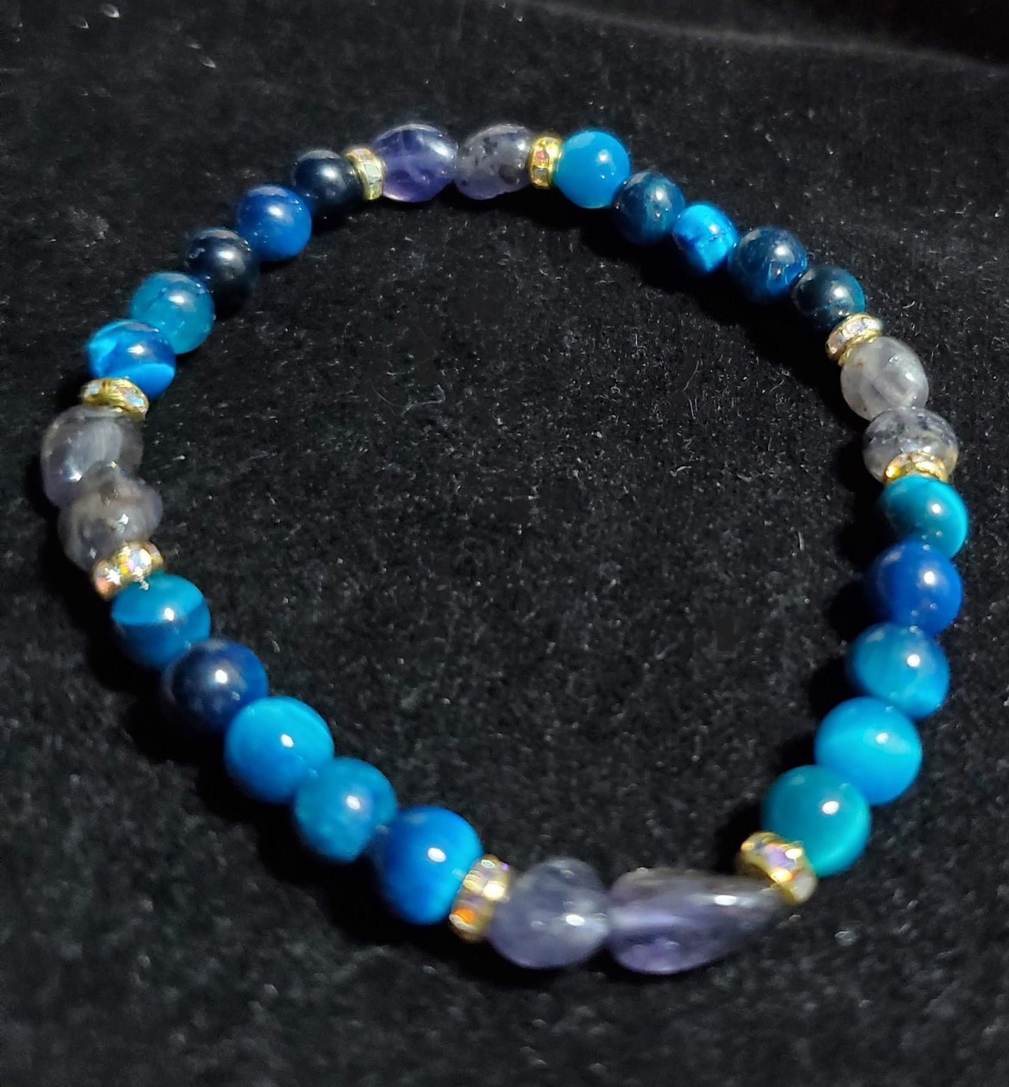 Blue Tigers Eye with Iolite Crystal Bracelet