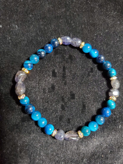 Blue Tigers Eye with Iolite Crystal Bracelet