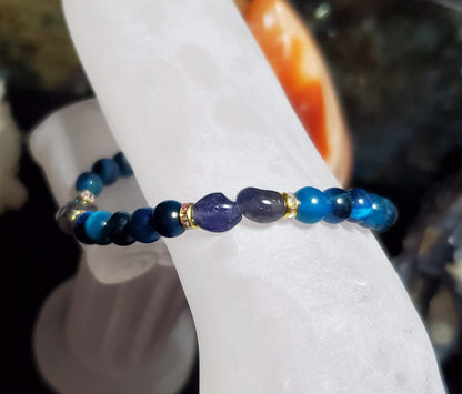 Blue Tigers Eye with Iolite Crystal Bracelet