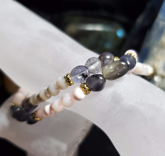 iolite with mother of pearl